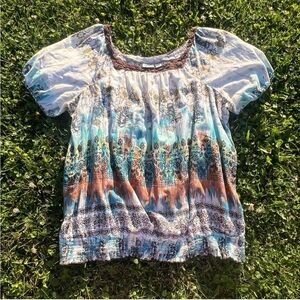 Cato Blue and Brown Women's Blouse